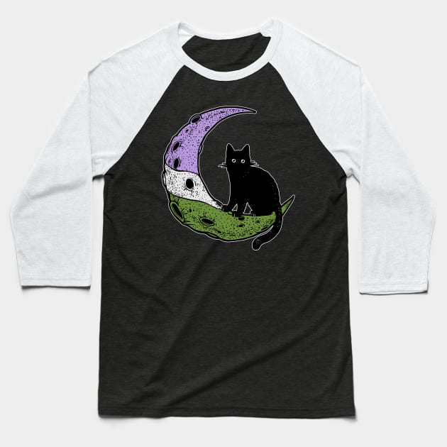 Genderqueer Cat Moon Baseball T-Shirt by Psitta